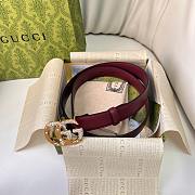 Kitlife Gucci Belt Gold Diamond Buckle in Burgundy 3cm - 3