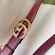 Kitlife Gucci Belt Gold Diamond Buckle in Burgundy 3cm - 2
