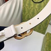 Kitlife Gucci Belt Gold Diamond Buckle in White 3cm - 4