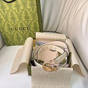 Kitlife Gucci Belt Gold Diamond Buckle in White 3cm - 2