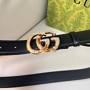 Kitlife Gucci Belt Gold Diamond Buckle in Black 3cm - 6