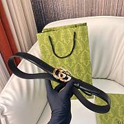 Kitlife Gucci Belt Gold Diamond Buckle in Black 3cm - 2