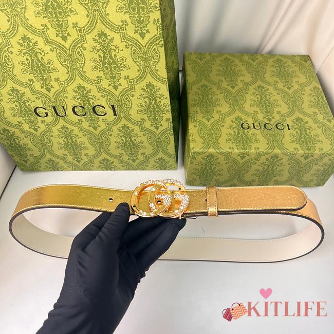 Kitlife Gucci Belt Gold Diamond Buckle in Gold 3cm - 1