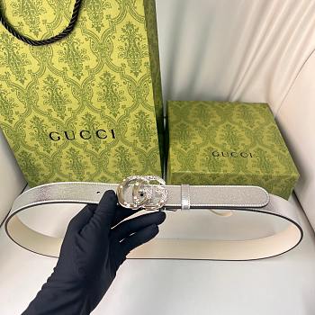 Kitlife Gucci Belt Silver Diamond Buckle in Silver 3cm