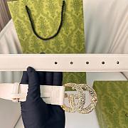Kitlife Gucci Belt Pink Diamond Buckle in White 3cm - 6