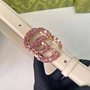 Kitlife Gucci Belt Pink Diamond Buckle in White 3cm - 4