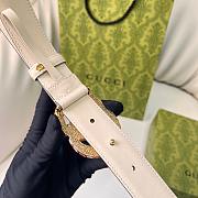 Kitlife Gucci Belt Pink Diamond Buckle in White 3cm - 3