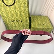 Kitlife Gucci Belt Pink Buckle in Burgundy 3cm - 1