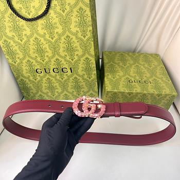 Kitlife Gucci Belt Pink Buckle in Burgundy 3cm