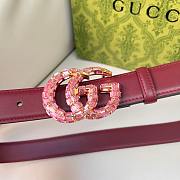 Kitlife Gucci Belt Pink Buckle in Burgundy 3cm - 5