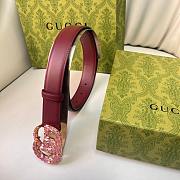 Kitlife Gucci Belt Pink Buckle in Burgundy 3cm - 3