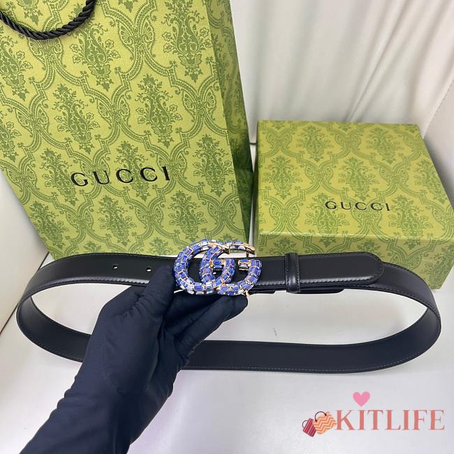 Kitlife Gucci Belt Purple Buckle in Black 3cm - 1
