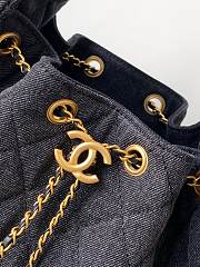Kitlife Chanel 25C Drawstring Bucket Hobo Bag Black Denim 30×26×14cm - 4