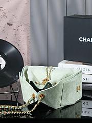 Kitlife Chanel 25C Drawstring Bucket Hobo Bag Green Suede Leather 30×26×14cm - 5