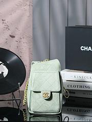 Kitlife Chanel 25C Drawstring Bucket Hobo Bag Green Suede Leather 30×26×14cm - 4