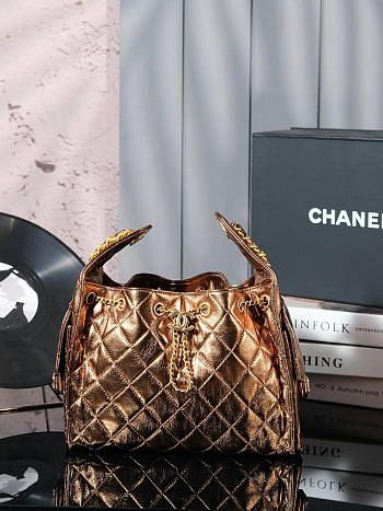 Kitlife Chanel 25C Drawstring Bucket Hobo Bag Gold 30×26×14cm