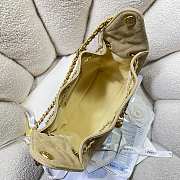 Kitlife Chanel 25C Drawstring Bucket Hobo Bag Beige Suede Leather 30×26×14cm - 6