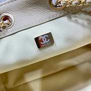 Kitlife Chanel 25C Drawstring Bucket Hobo Bag Beige Suede Leather 30×26×14cm - 5
