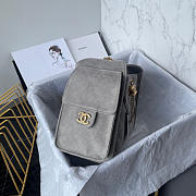 Kitlife Chanel 25C Drawstring Bucket Hobo Bag Grey Suede Leather 30×26×14cm - 6