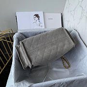 Kitlife Chanel 25C Drawstring Bucket Hobo Bag Grey Suede Leather 30×26×14cm - 3