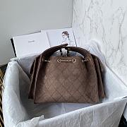 Kitlife Chanel 25C Drawstring Bucket Hobo Bag Brown Suede Leather 30×26×14cm - 4