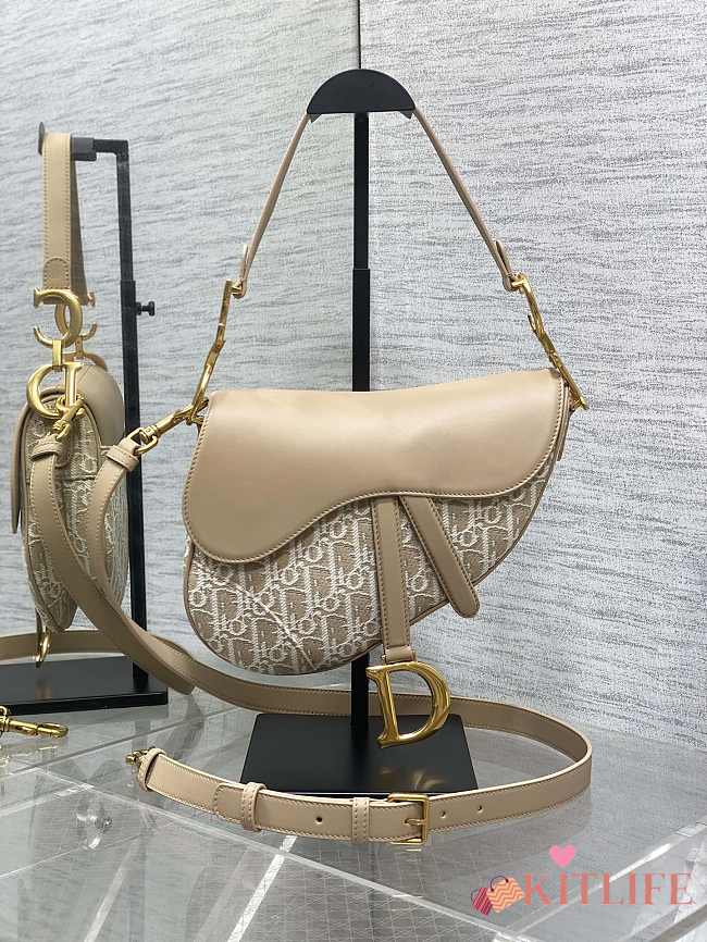 Kitlife Dior Saddle Bag Natural Oblique Jacquard 25.5x6.5x20cm - 1