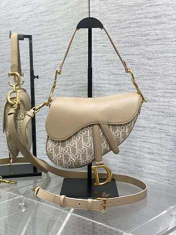 Kitlife Dior Saddle Bag Natural Oblique Jacquard 25.5x6.5x20cm