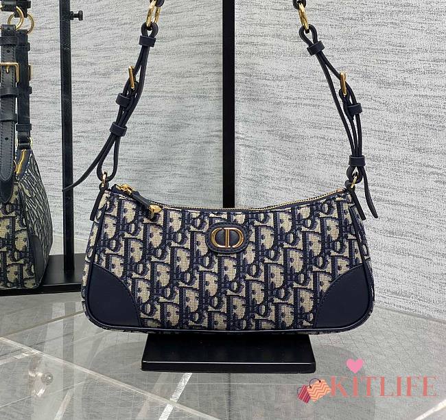 Kitlife Dior 30 Montaigne Wanderlust Mini Bag Blue Oblique Jacquard 26x12x7cm - 1