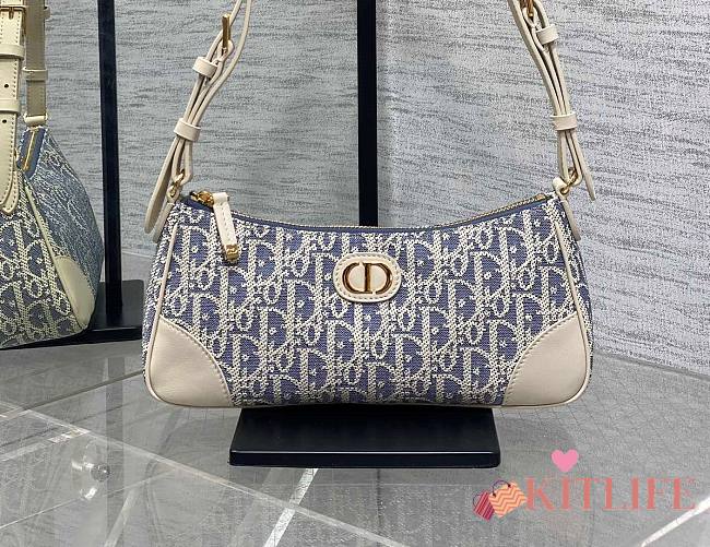 Kitlife Dior 30 Montaigne Wanderlust Mini Bag White & Light Blue Oblique Jacquard 26x12x7cm - 1