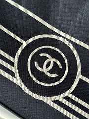 Kitlife Chanel Navy Blue Striped Denim Shopping Bag 30x22x14cm - 5
