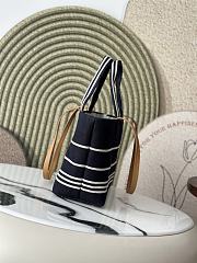Kitlife Chanel Navy Blue Striped Denim Shopping Bag 30x22x14cm - 4