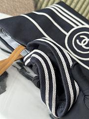 Kitlife Chanel Navy Blue Striped Denim Shopping Bag 30x22x14cm - 3