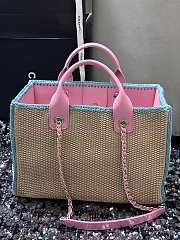 Kitlife Chanel 24s Woven Beach Bag Pink & Beige 32cm - 2