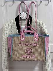 Kitlife Chanel 24s Woven Beach Bag Pink & Beige 32cm - 3