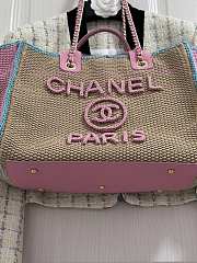 Kitlife Chanel 24s Woven Beach Bag Pink & Beige 32cm - 4