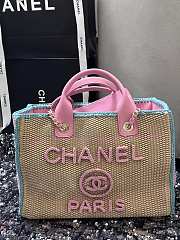 Kitlife Chanel 24s Woven Beach Bag Pink & Beige 32cm - 5