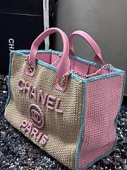 Kitlife Chanel 24s Woven Beach Bag Pink & Beige 32cm - 6
