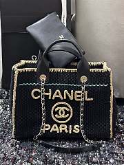 Kitlife Chanel 24s Woven Beach Bag Black & Beige 32cm - 1