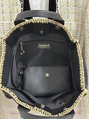 Kitlife Chanel 24s Woven Beach Bag Black & Beige 32cm - 5