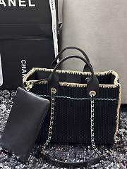 Kitlife Chanel 24s Woven Beach Bag Black & Beige 32cm - 4
