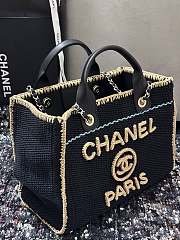 Kitlife Chanel 24s Woven Beach Bag Black & Beige 32cm - 2
