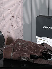 Kitlife Chanel Dark Brown Quilted Suede CC Shoulder Bag 36cm - 3