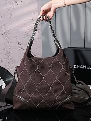 Kitlife Chanel Dark Brown Quilted Suede CC Shoulder Bag 36cm - 2