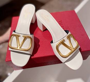 Kitlife Valentino Garavani 60mm VLogo White Leather Mules