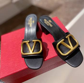 Kitlife Valentino Garavani 60mm VLogo Black Leather Mules 