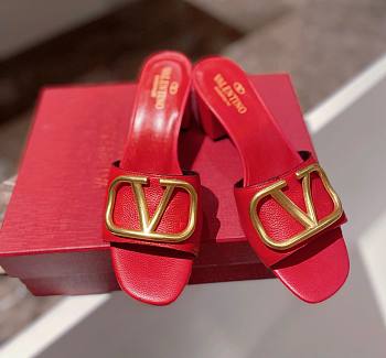 Kitlife Valentino Garavani 60mm VLogo Red Leather Mules