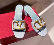 Kitlife Valentino Garavani 60mm VLogo Blue Leather Mules - 1
