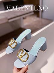 Kitlife Valentino Garavani 60mm VLogo Blue Leather Mules - 5