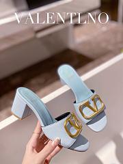 Kitlife Valentino Garavani 60mm VLogo Blue Leather Mules - 3