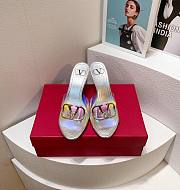 Kitlife Valentino Garavani Vlogo Clear Medallion Stiletto Sandals In Silver 80mm - 1